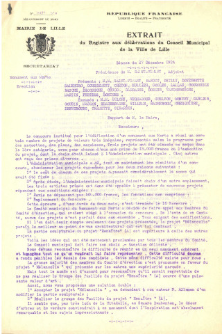 Délibération n°4411 bis - Monument aux morts. Érection 1er lot. Exécution des travaux.