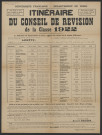 Arrêté préfectoral. Itinéraire du Conseil de révision de la classe 1922.