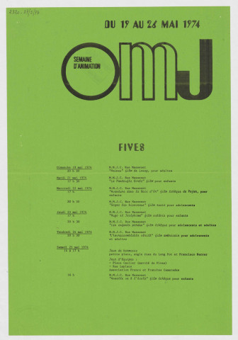 Office municipal de la jeunesse. Programme pour Fives.