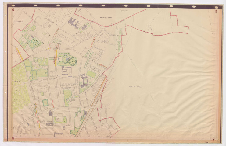 Plans de délimitation de zones dont alignements 1860 formant un assemblage dont le plan n'est pas conservé. 12 pièces.