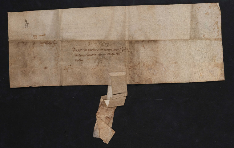 Homologation par le Parlement de Paris de la renonciation faite par les héritiers de Mahieu de Saint-Venant, chevalier, au privilège d'arsin (9 décembre 1349).