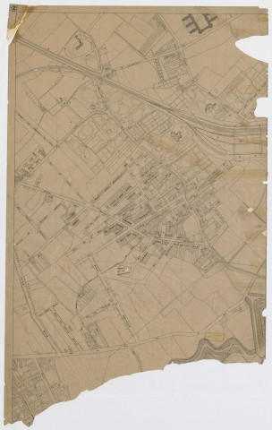 Plan général d'aménagement et d'extension de la ville de Lille et des environs, établi en 1920 sous l'administration Delory par Lemoine, ingénieur en chef des Ponts et chaussées, directeur des travaux municipaux. Numérotation de 1 à 4, manquant n°3 avec double des n°1 et n°4, 5 pièces.