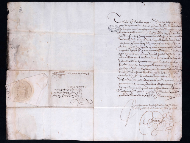 Notification au Magistrat de la mort de l'archiduc Ernest et de l'intérim confié au comte de Fuentès pour le gouvernement des Pays-Bas (21 février 1595).