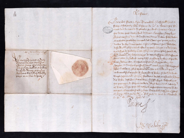 Notification au Gouverneur et aux Etals de Lille du mariage de l'archiduc Albert avec l'infante Isabelle (5 décembre 1597).