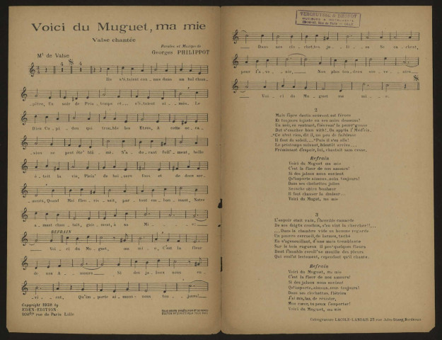 Voici du muguet ma mie,paroles et musique Georges Philippot