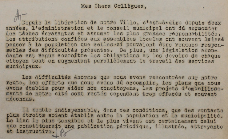 Courrier de Denis Cordonnier. Archives municipales de Lille - 1C1/0