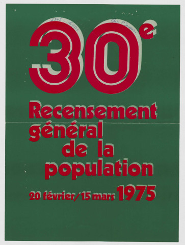 30ème recensement général de la population du 20 février au 15 mars 1975.