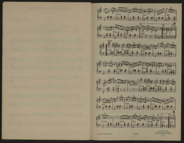 Belle aventure, musique Pierre Drucbert et Fr. Gwozdz