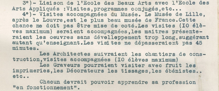 Extrait de la note sur la modernisation de l'Ecole des Beaux-Arts,  p.2 - Archives municipales de Lille - 1R1/43