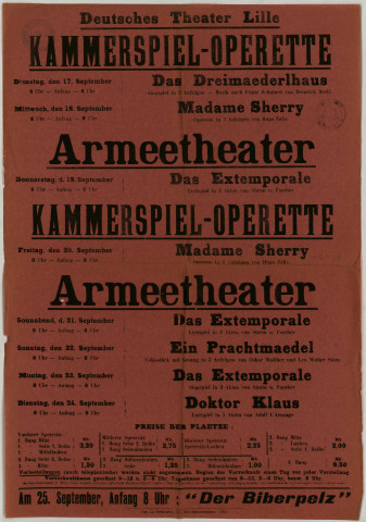 Théâtre/opéra/concerts/conférences/cinéma. - Annonce et programme: 1 affiche