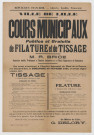 Institut Industrielle du Nord de la France, rue Jeanne d'Arc. Cours municipaux publics et gratuits de filature et de tissage.