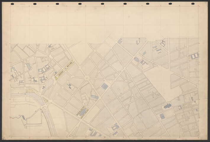 Plans de délimitation de zones dont alignements 1860 formant un assemblage dont le plan n'est pas conservé. 12 pièces.