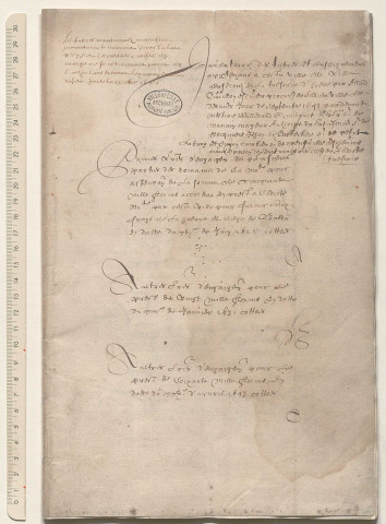 Inventaire des archives de la Trésorerie de la ville de Lille, par Alard Cuvillon, écuyer, procureur de la ville (30 septembre 1643).