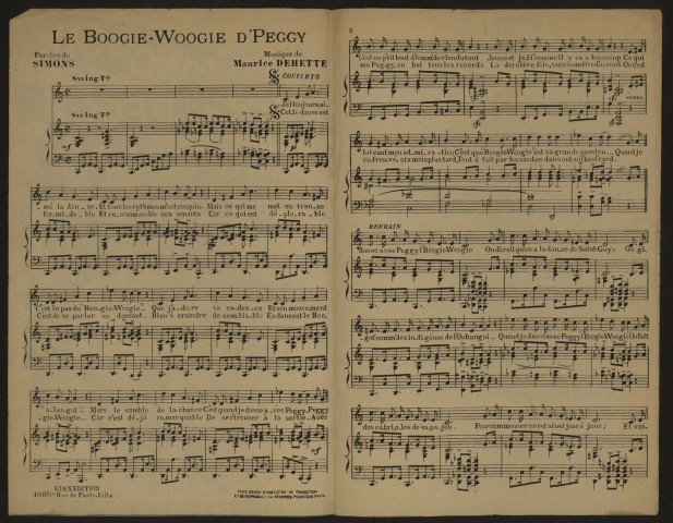 Le boogie-woogie de Peggy, paroles Simons, musique Maurice Dehette