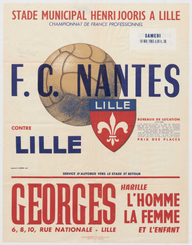 Stade municipal Henri Jooris. Match de football F.C. Nantes contre le L.O.S.C.