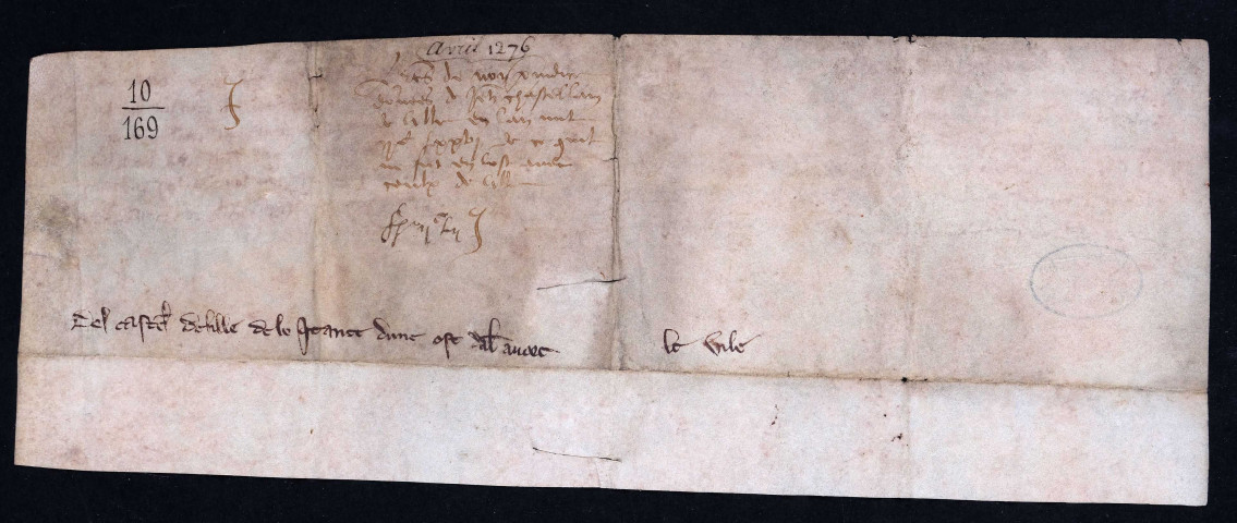 Déclaration de Jean, châtelain de Lille, concernant le service d'ost qu'il a accompli dans l'armée du comte de Flandre lors de l'expédition dirigée contre l'évêque de Liège (8 avril 1276).