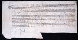 Mandement ducal adressé aux commissaires réformateurs envoyés en Artois et dans la châtellenie de Lille exemptant les habitants de cette ville de l'enquête confiée à ces personnages, sauf en ce qui concerne les officiers, les usuriers et le droit de nouvel-acquêt, en considération de l'aide de 600 écus accordée par la ville qui a d'ailleurs été dépeuplée, mal ravitaillée et serait exposée aux querelles que soulèverait l'enquête (9 décembre 1416).