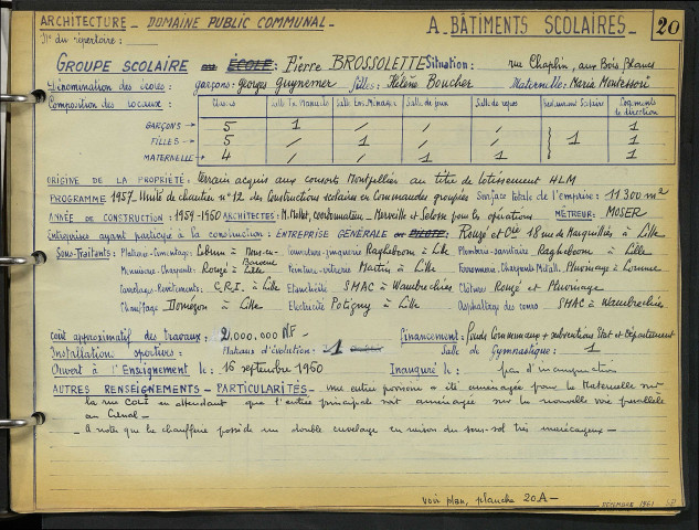 Groupe Pierre Brossolette (écoles Georges Guynemer, Hélène Boucher, Maria Montessori), rue Chaplin