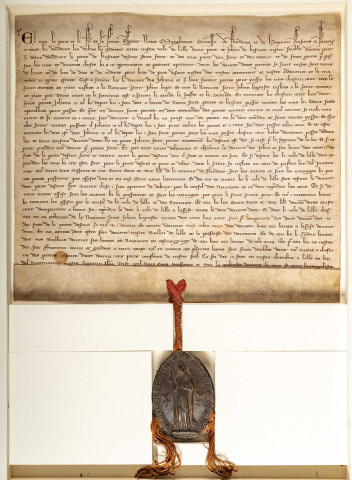 Lettres patentes de Marguerite, comtesse de Flandre, portant réglementation de la navigation entre la Ville et Jean de Quesnoy, en aval de la Porte de Quesnoy-sur-Deûle (21 avril 1266).