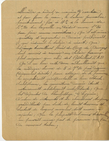 Lettre d'un groupe de travailleur forcé à Charles Delesalle en septembre 1918