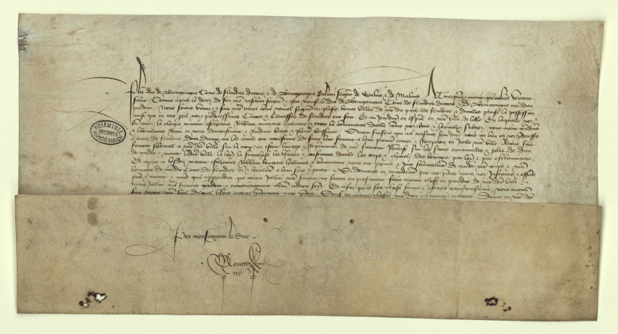 Lettres patentes de Philippe le Bon portant serment de respecter les privilèges de la ville à l'occasion de son entrée à Lille
