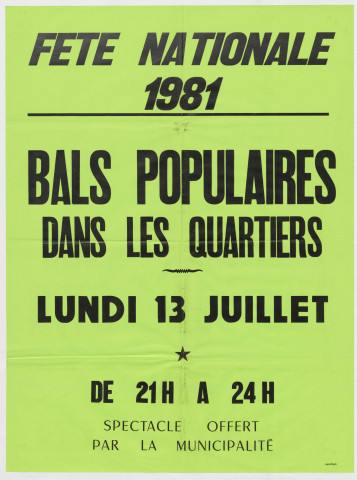 14 juillet 1981. Bals populaires.
