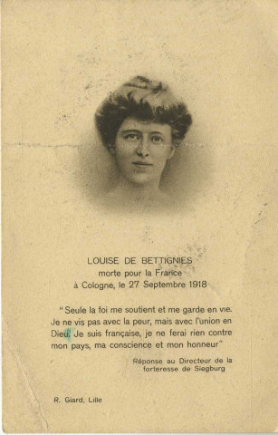 Portrait de Louise de Bettignies par R. Giard