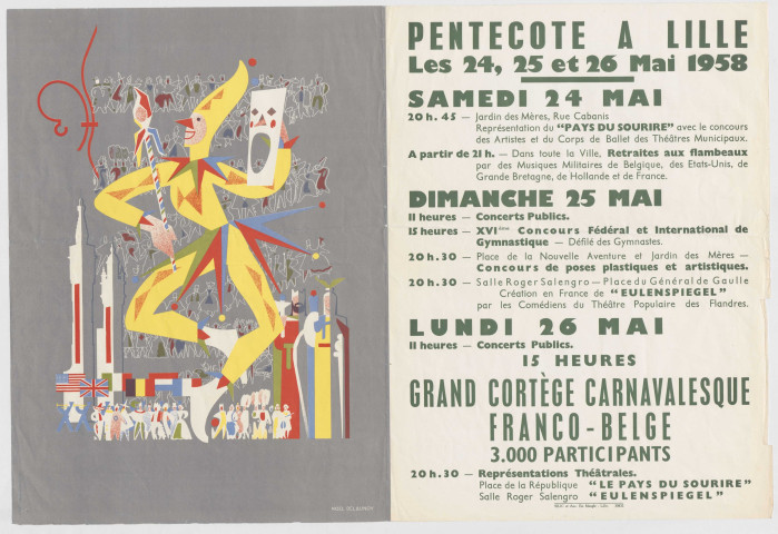 Pentecôte à Lille 24 au 26 mai 1958. Programme des festivités.