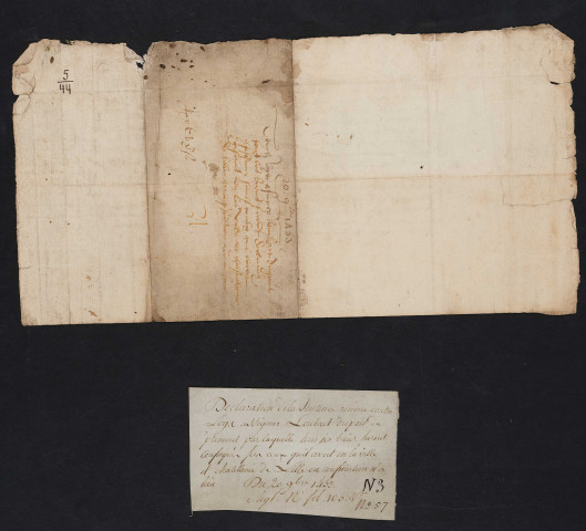 Mention de la sentence prononcée par le Bailliage de Lille contre Louis Assignies, lombard piémontais, condamné au bûcher pour sodomie, avec confiscation de biens sauf sur le territoire de la châtellenie de Lille (20 novembre 1453).