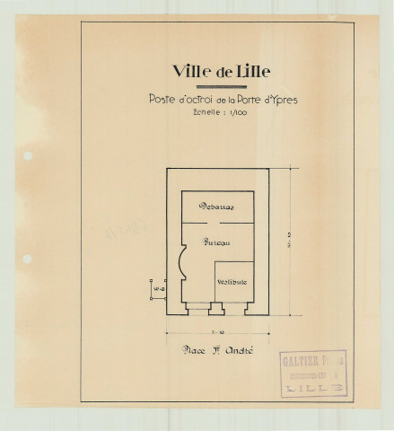 Théâtre des ambassadeurs (square Dutilleul) ; Propriété (176 rue National) ; Bureau d'octroi (Porte d'Ypres) ; Poste de pompier (logement) (31 rue d'Isly).