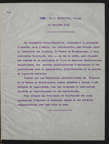 La question du logement ouvrier. Rapport par M Guesquière, député