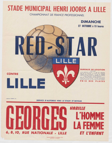 Stade municipal Henri Jooris. Match de football Red-Star contre le L.O.S.C.