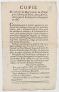 Copie de l'arrêté du représentant du peuple auprès de l'armée du Nord concernant le rationnement des fourrages et notamment les restrictions d'avoine aux montures de l'armée