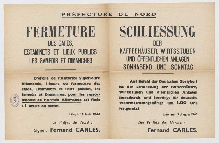 Arrêtés et circulaires, du 20/05/1940 au 31/10/1940.