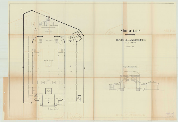 Théâtre des ambassadeurs (square Dutilleul) ; Propriété (176 rue National) ; Bureau d'octroi (Porte d'Ypres) ; Poste de pompier (logement) (31 rue d'Isly).
