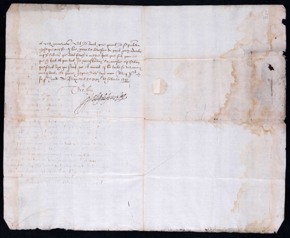 Notification au Magistrat de la mort de l'archiduc Ernest et de l'intérim confié au comte de Fuentès pour le gouvernement des Pays-Bas (21 février 1595).