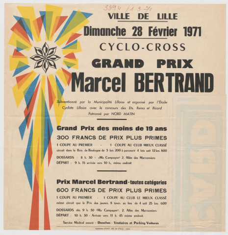 Bois de Boulogne. Grand prix Marcel Bertrand de cyclo-cross 2 courses. Course des moins de 19 ans et épreuve toutes catégories.
