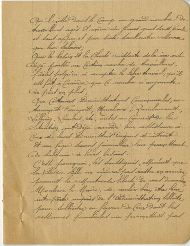 Lettre d'un groupe de travailleur forcé à Charles Delesalle en septembre 1918