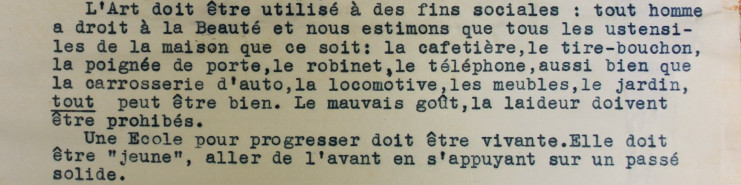 Extrait de la note sur la modernisation de l'Ecole des Beaux-Arts, p.1 - Archives municipales de Lille - 1R1/43