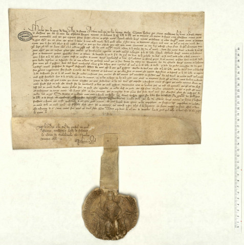 Exemption d'impôt pour un an accordée aux habitants de Lille pour l'importation des marchandises françaises en compensation de leur participation, moyennant 3000 royaux, au paiement de la rançon du roi (11 décembre 1368).