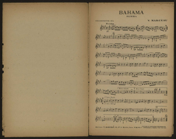 Bahama, paroles Paule Delyl, musique V. Marceau