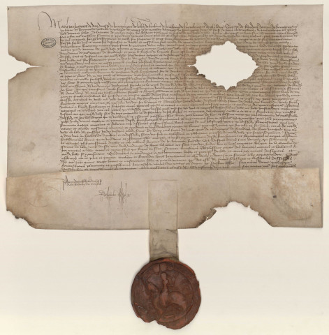 Gand : Lettres-patentes de Marie, duchesse de Bourgogne, autorisant une crue d'assis sur les vins et cervoises à Lille et l'aliénation de 200 1. de rentes viagères (3 mars 1477).