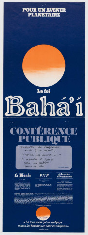 Pour un avenir planétaire. La terre n'est qu'un seul pays et tous les hommes en sont les citoyens.