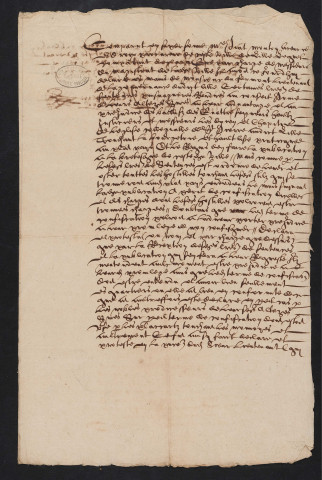 Déclaration du Magistrat en matière de non-confiscation au sujet d'un procès concernant la bourgeterie et la sayetterie au plat-pays de Lille (12 janvier 1608).