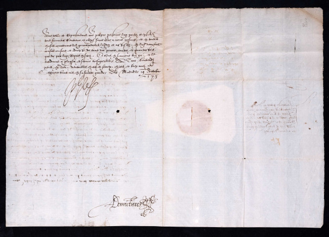 Notification par le roi d'Espagne de la nomination de Louis de Requesens, gouverneur des Pays-Bas, en remplacement du duc d'Albe (19 octobre 1573).