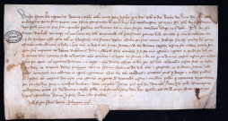 Mandement royal au bailli de Tournai lui enjoignant de saisir le temporel de l'évêque de Cambrai dans le cas où l'interdit aurait été prononcé dans des paroisses situées le long de l'Escaut, près Tournai, au préjudice de la juridiction du roi (13 novembre 1343).