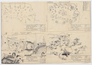 Vue d'ensemble, mini-golf, abri-bar public, sanitaire, écurie, rocher d'escalade.