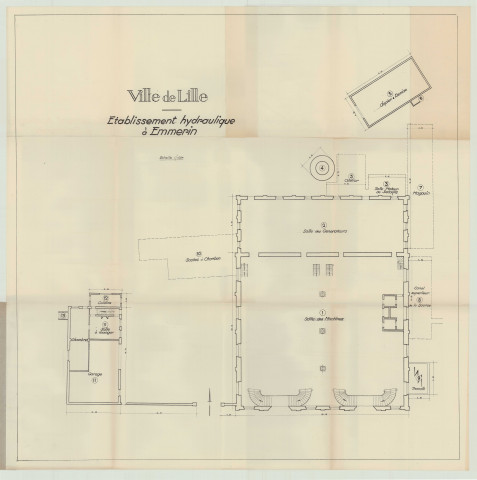 Etablissement hydraulique (Emmerin) ; Usine élévatoire des eaux (Rues Van Hende et Saint-Bernard).