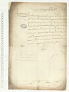 Lettre à cachet de Louis XIV au Magistrat pour le logement de la compagnie de Vauban du régiment de Picardie (30 octobre 1668).