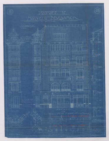 Angle 41-43-45 rue du Vieux marché aux moutons, 17-19 rue Sainte-Anne.